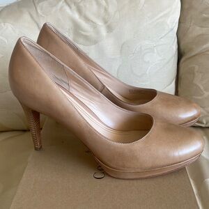 Cole Haan Sandstone Leather Round-Toe Pumps